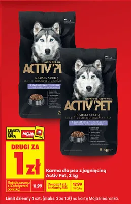 Karma dla psa z jagnięciną Activ Pet 2kg promocja w Biedronka