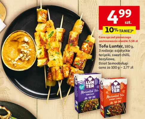 Tofu Lunter, 3 rodzaje: azjatyckie teriyaki, sweet chilli, bazyliowe promocja w Auchan