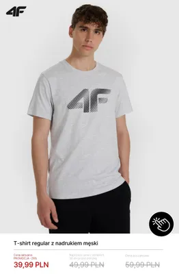 T-shirt regular z nadrukiem męski 4F promocja w 4F