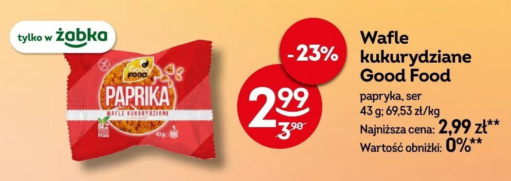 Wafle kukurydziane Good Food papryka promocja w Żabka
