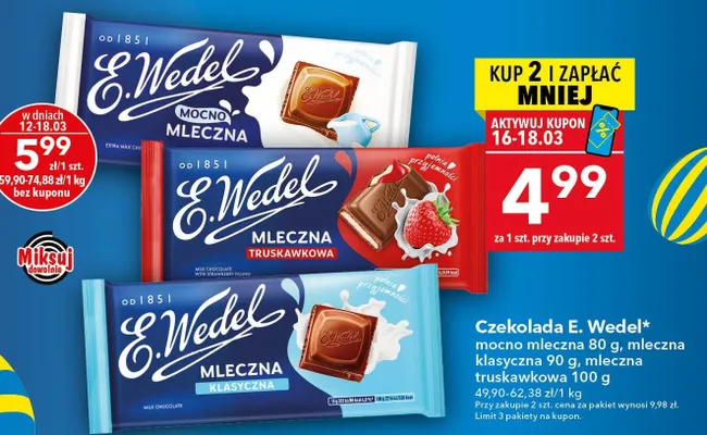 Czekolada mleczna mocna promocja w LEWIATAN
