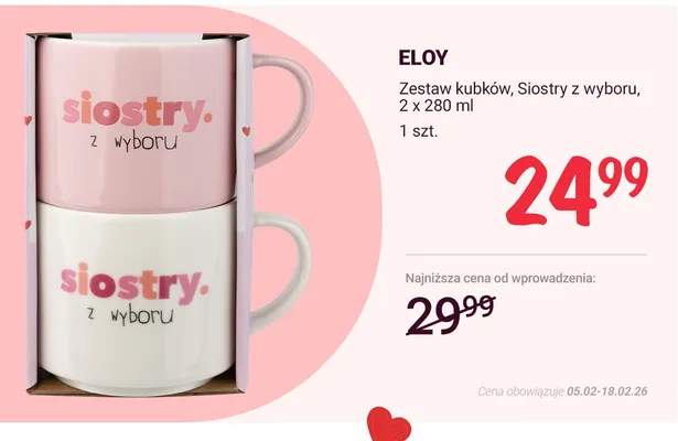 Zestaw kubków, Siostry z wyboru, 2 x 280 ml promocja w Rossmann