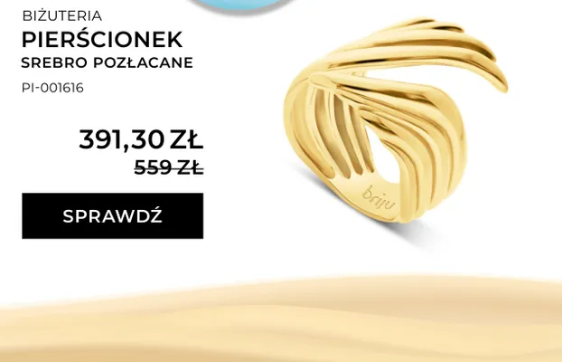 Pierścionek srebro pozłacane promocja w Briju