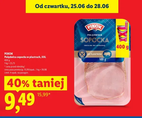 Polędwica sopocka w plastrach Pikok XXL promocja w Lidl