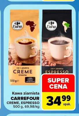 Kawa ziarnista Carrefour Extra Creme Ethiopia promocja w Carrefour Market