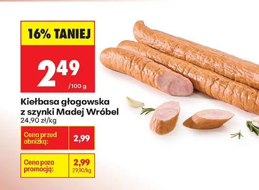 Kiełbasa głogowska z szynki promocja w Biedronka