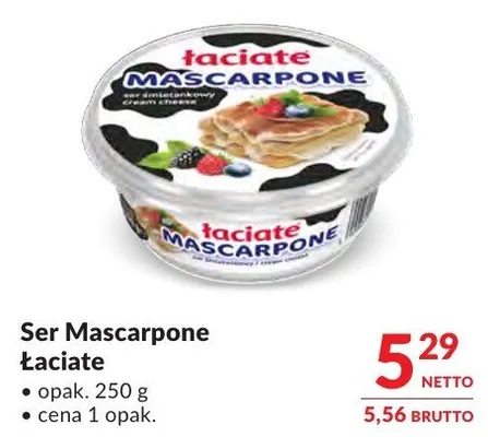 Ser Mascarpone Łaciate promocja w Makro