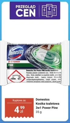 Kostka toaletowa Domestos 3w1 Power Pine promocja w Dino