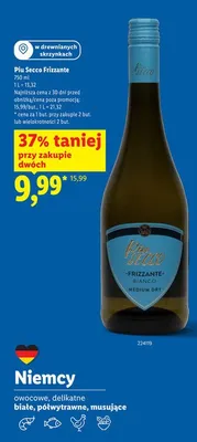 Wino musujące Piu Secco Frizzante białe półwytrawne niemieckie promocja w Lidl