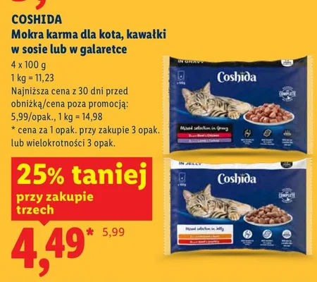 Mokra karma dla kota, kawałki w sosie lub w galarecie promocja w Lidl
