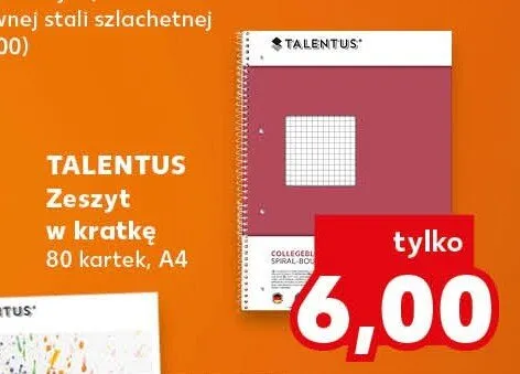 Zeszyt w kratkę Talentus 80 kartek A4 promocja w Kaufland