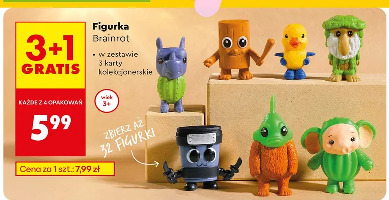 Figurka Brainrot w zestawie 3 karty kolekcjonerskie promocja w Biedronka