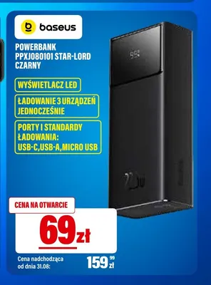 Powerbank Baseus PPXJ080101 Star-Lord czarny promocja w RTV EURO AGD