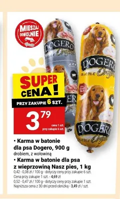 Karma w batonie dla psa Dogero z wołowiną promocja w Twój Market