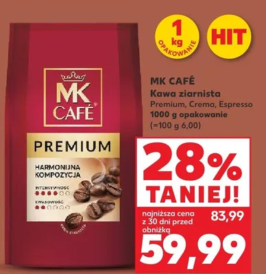 Kawa ziarnista Premium, Crema, Espresso różne opakowanie promocja w Kaufland