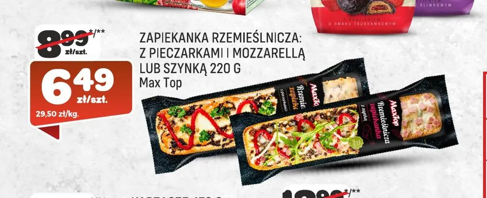 Zapiekanka rzemieślnicza z pieczarkami i mozzarellą Max Top promocja w Społem Praga