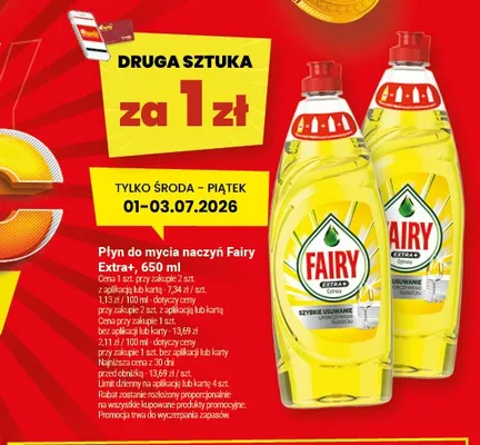 Płyn do mycia naczyń Fairy Extra+ Cytryna promocja w Twój Market