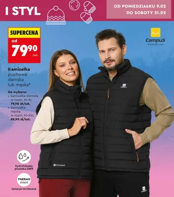 Kamizelka puchowa damska lub męska promocja w Biedronka