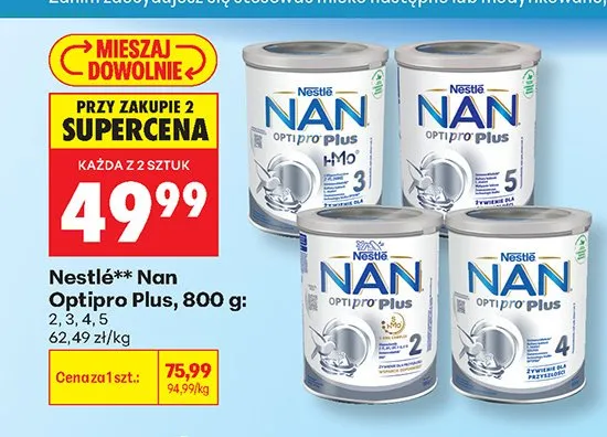 Mleko dla małych dzieci Nestlé NAN Optipro Plus 4 promocja w Biedronka