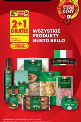 Produkty Gusto Bello 2+1 gratis promocja w Biedronka