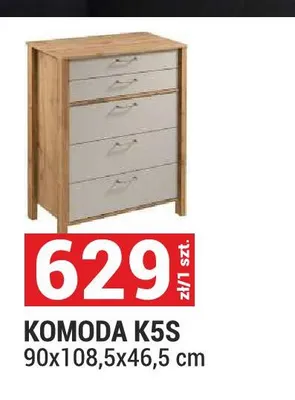 Komoda K5S System Indygo dąb wotan/beige 90x108,5x46,5cm promocja w Merkury Market