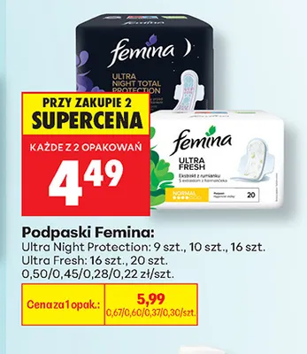 Podpaski Femina promocja w Biedronka