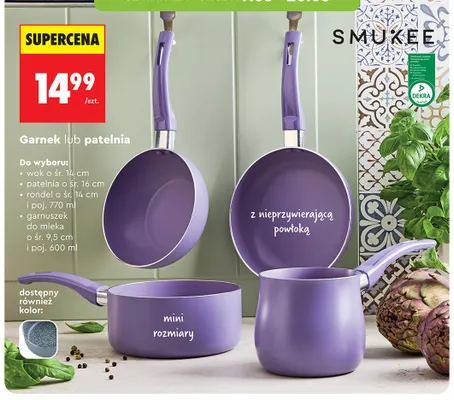 Wok SMUKEE o śr. 14cm z nieprzywierającą powłoką promocja w Biedronka