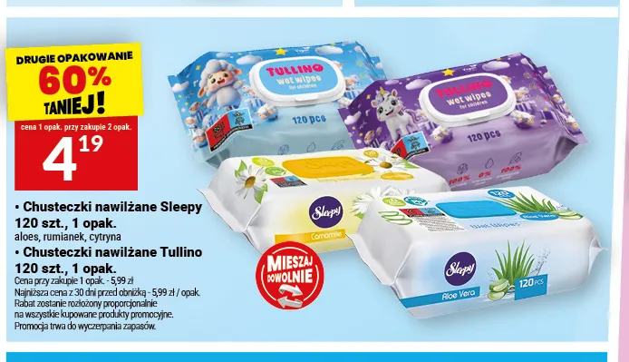Chusteczki nawilżane Sleepy cytryna promocja w Twój Market