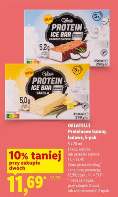 Proteinowe batony lodowe wanilia Gelatelli 5-pak promocja w Lidl