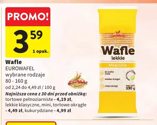 Wafle tortowe pełnoziarniste Eurowafel promocja w Intermarche
