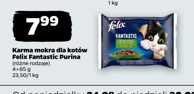 Karma mokra dla kotów Felix Fantastic Purina promocja w Netto