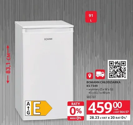 Chłodziarka Bomann KS 7349 45x83,1x49cm promocja w Selgros