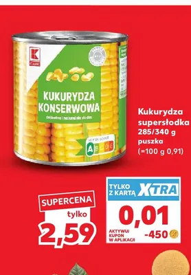 Kukurydza supersłodka K-Classic promocja w Kaufland