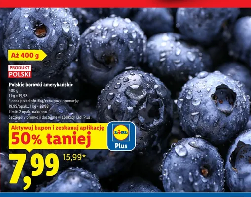 Borówki amerykańskie polskie promocja w Lidl