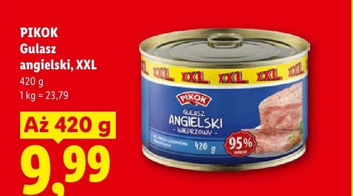 Gulasz angielski Pikok XXL promocja w Lidl
