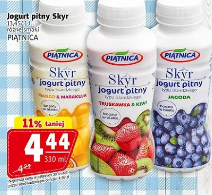 Jogurt pitny Skyr mango & marakuja, truskawka & kiwi, jagoda promocja w Prim Market
