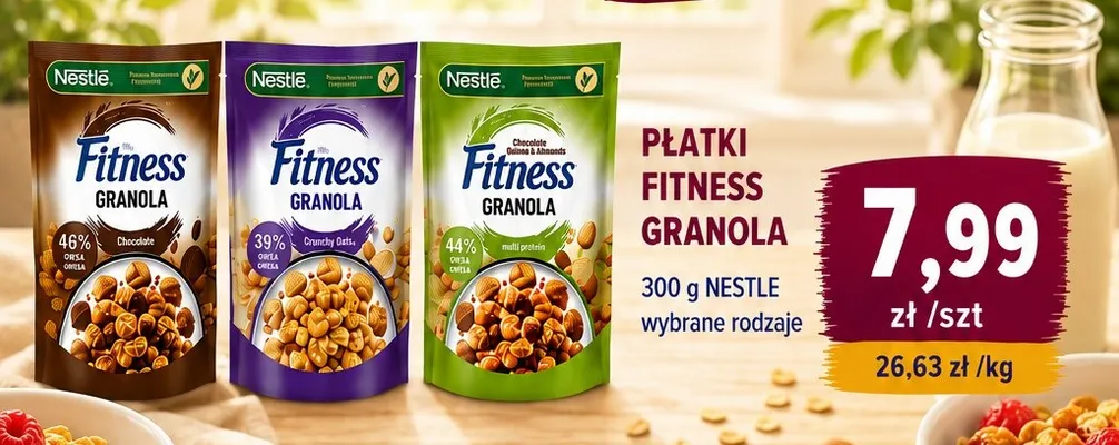 Płatki Fitness Granola Chocolate Quinoa & Almonds Nestlé promocja w emma MARKET