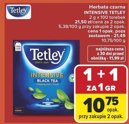 Herbata czarna Intensive Tetley promocja w Carrefour