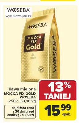 Kawa mielona Woseba Mocca Fix Gold promocja w Carrefour