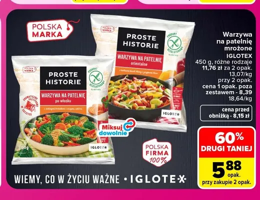 Warzywa na patelnię mrożone orientalne Proste Historie Iglotex promocja w Carrefour
