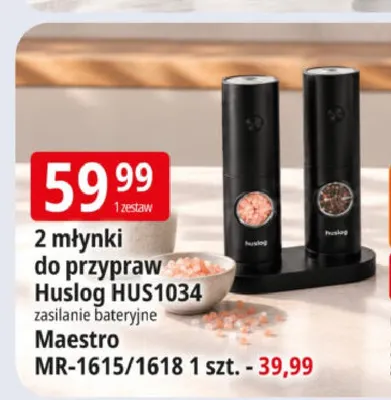 Młynki do przypraw Huslog HUS1034 2-pak promocja w Leclerc