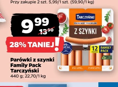 Parówki z szynki Family Pack Tarczyński promocja w Netto