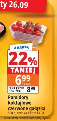 Pomidory koktajlowe czerwone gałązka promocja w Leclerc