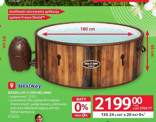 Basen Lay-Z-Spa Helsinki Bestway 1123l promocja w Selgros