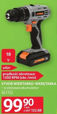 Wiertarko-wkrętarka akumulatorowa Sthor prędkość obrotowa: 0-1300 RPM promocja w Selgros