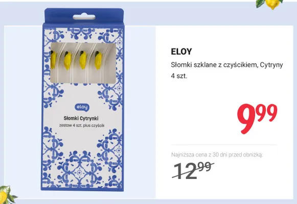 Słomki szklane z czyścikiem Eloy Cytryny promocja w Rossmann