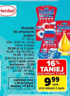 Dodatki do zmywarki Somat Machine Cleaner promocja w Carrefour Market