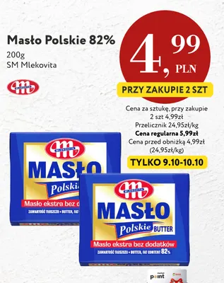 Masło Polskie Mlekovita 82% promocja w Market Point