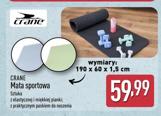 Mata sportowa CRANE 190x60x1,5cm promocja w Aldi