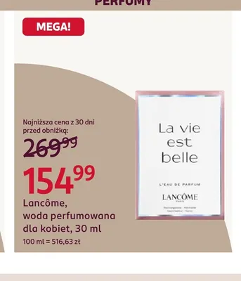 Woda perfumowana dla kobiet Lancôme promocja w Rossmann